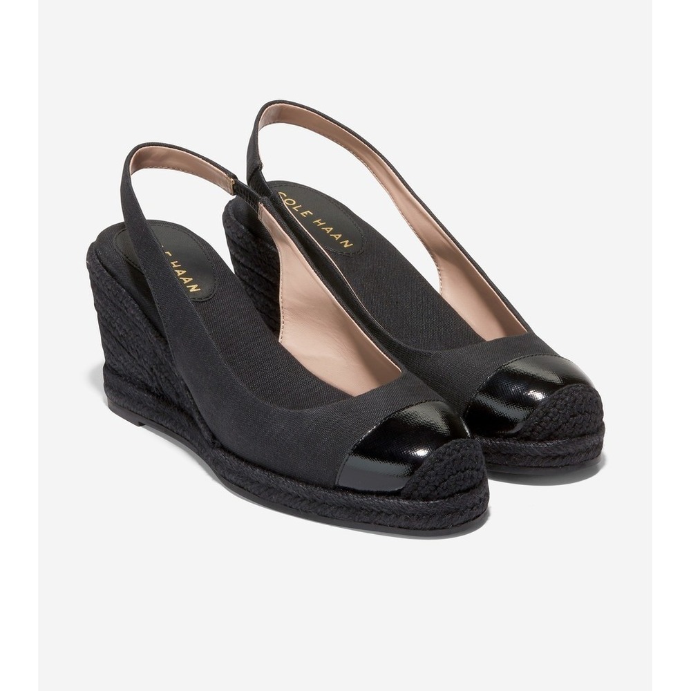 Cole Haan® (Women's 9 B) Cloudfeel™ Espadrille Wedge‎ Sandal, Black Linen - $170
